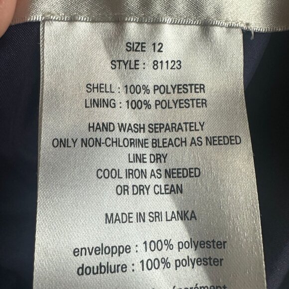 Davids Bridal Size 12 Strapless Navy Satin Gown With Gathered Skirt - Picture 5 of 6